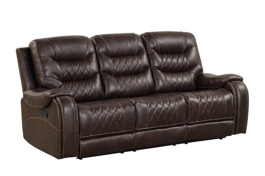 OVERSIZED 3PC Reclining Living Room Set, Brown ( Sofa w/ Drop Down Table with Cupholders & Power Box - Loveseat with Storage Console - Chair with Glider) / PRE-ORDER