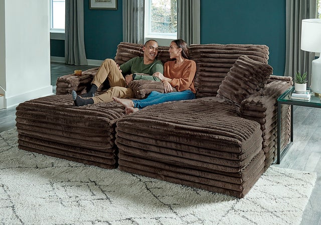Comfrey Chocolate/Gray OVERSIZED Double Chaise Sofa