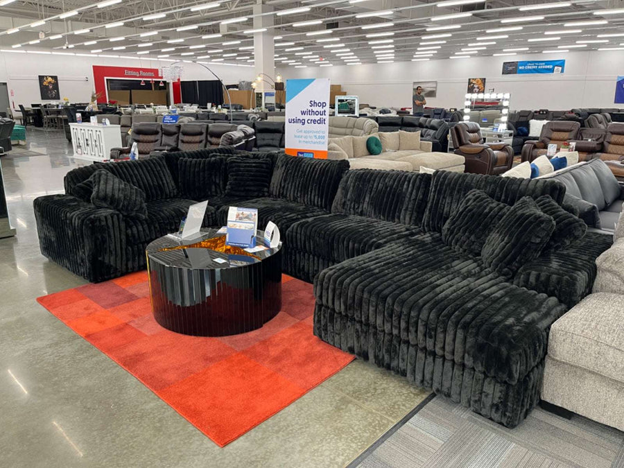 SEASONS 5PC Sectional BLACK /BEIGE OVERSIZED SECTIONAL w/Reversible Back-Seat Cushions **COMING MARCH 5TH **