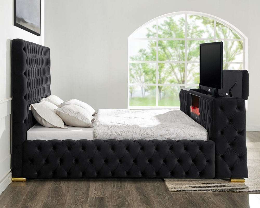 Future Black Platform Bed - Queen, King **NEW ARRIVAL** Beige, Black, Blue, Gray or Pink Color