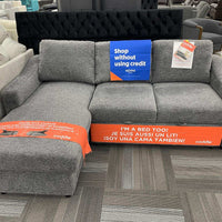 Coddle Aria Fabric Sleeper Sofa with Storage Chaise, Reversible Chaise, (2) Power Outlets and (2) USB Ports, Dark Gray
