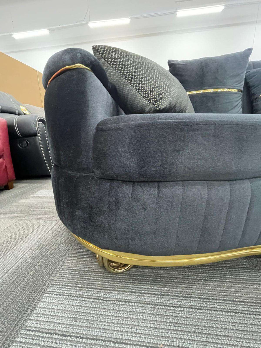 Venetti Black Velvet Sofa, Loveseat and Chair