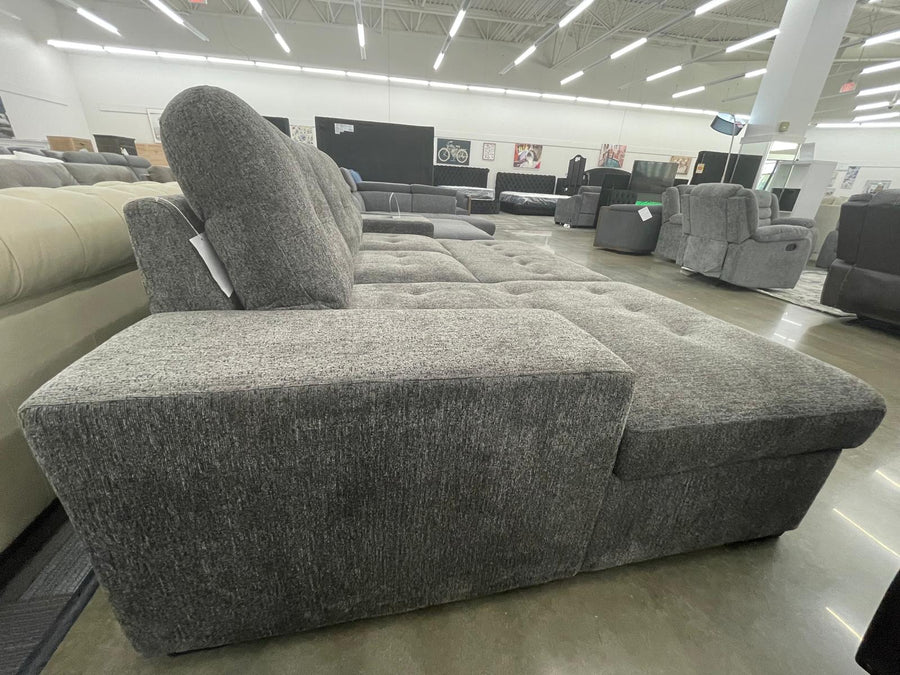 Kevin Sleeper Thick Fabric Sectional With Pull-Out Bed & Hidden Storage , Gray