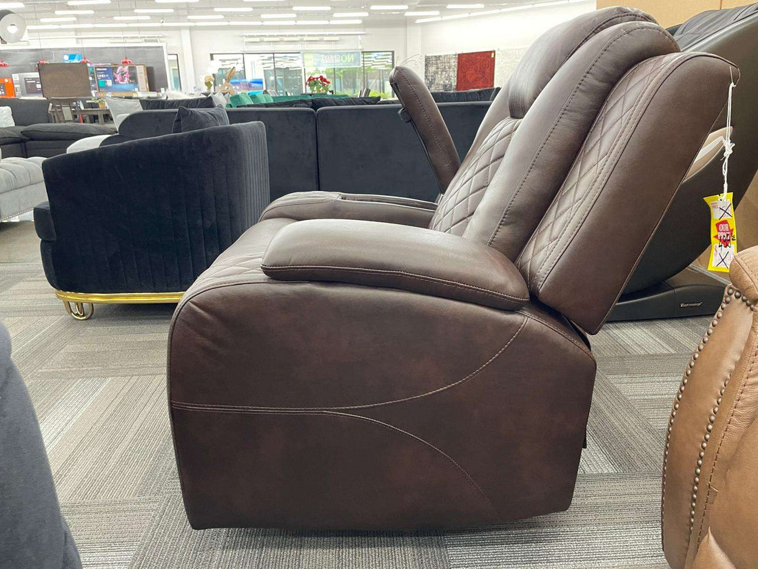 Luz Brown Manuel Reclining Rocking Living Room Chair, Storage Compartment in each Arms