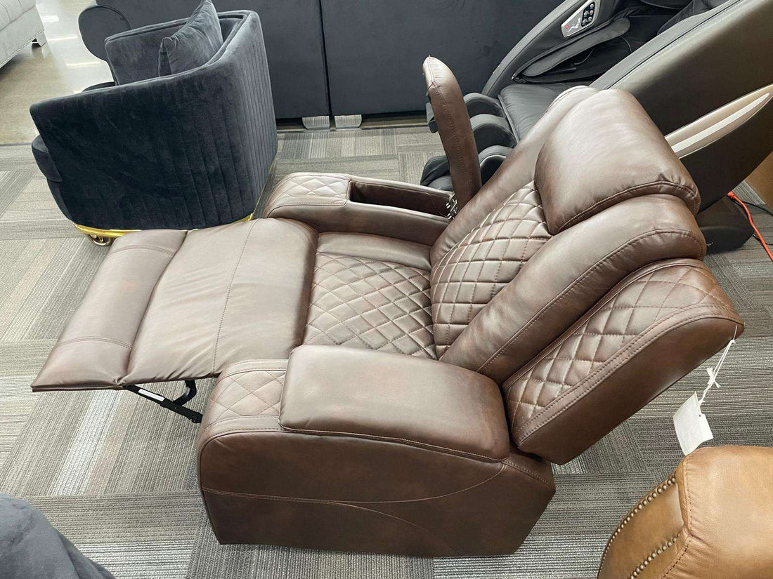 Luz Brown Manuel Reclining Rocking Living Room Chair, Storage Compartment in each Arms