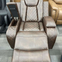 Luz Brown Manuel Reclining Rocking Living Room Chair, Storage Compartment in each Arms