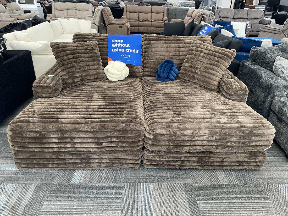 Comfrey Chocolate/Gray OVERSIZED Double Chaise Sofa