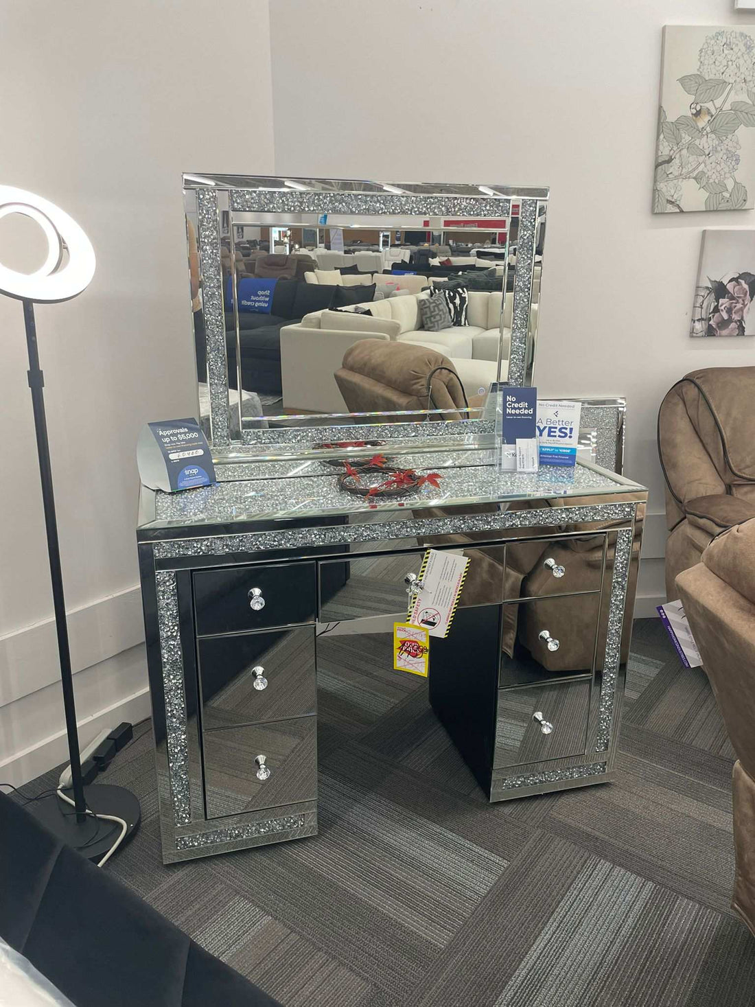 Glass/Mirror Led Vanity Set