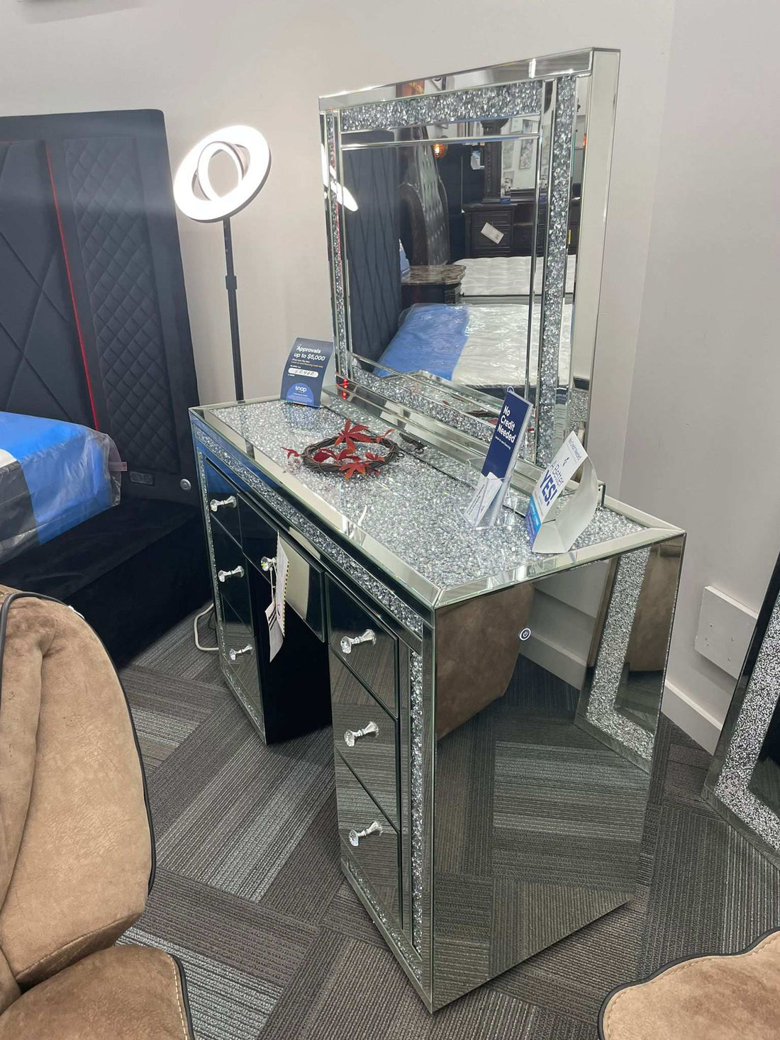 Glass/Mirror Led Vanity Set