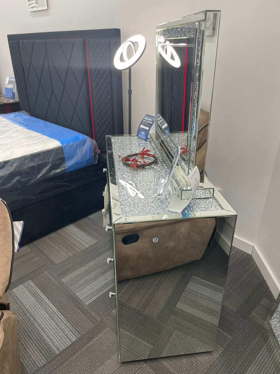 Glass/Mirror Led Vanity Set