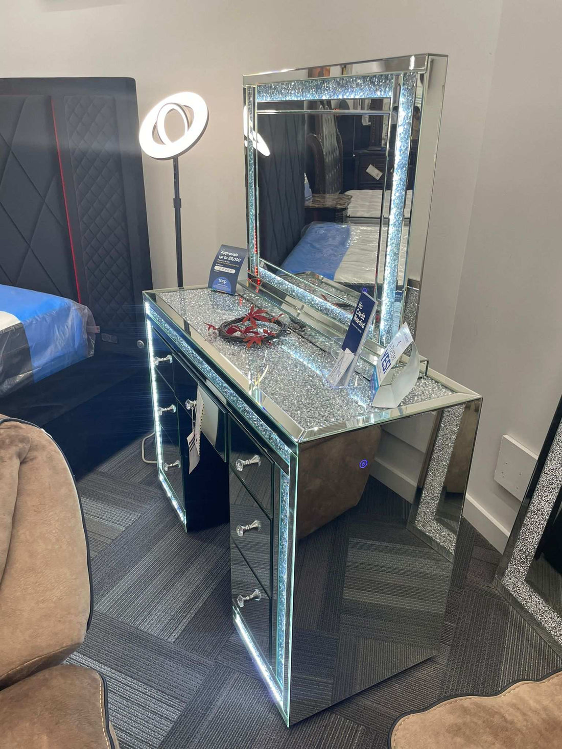 Glass/Mirror Led Vanity Set