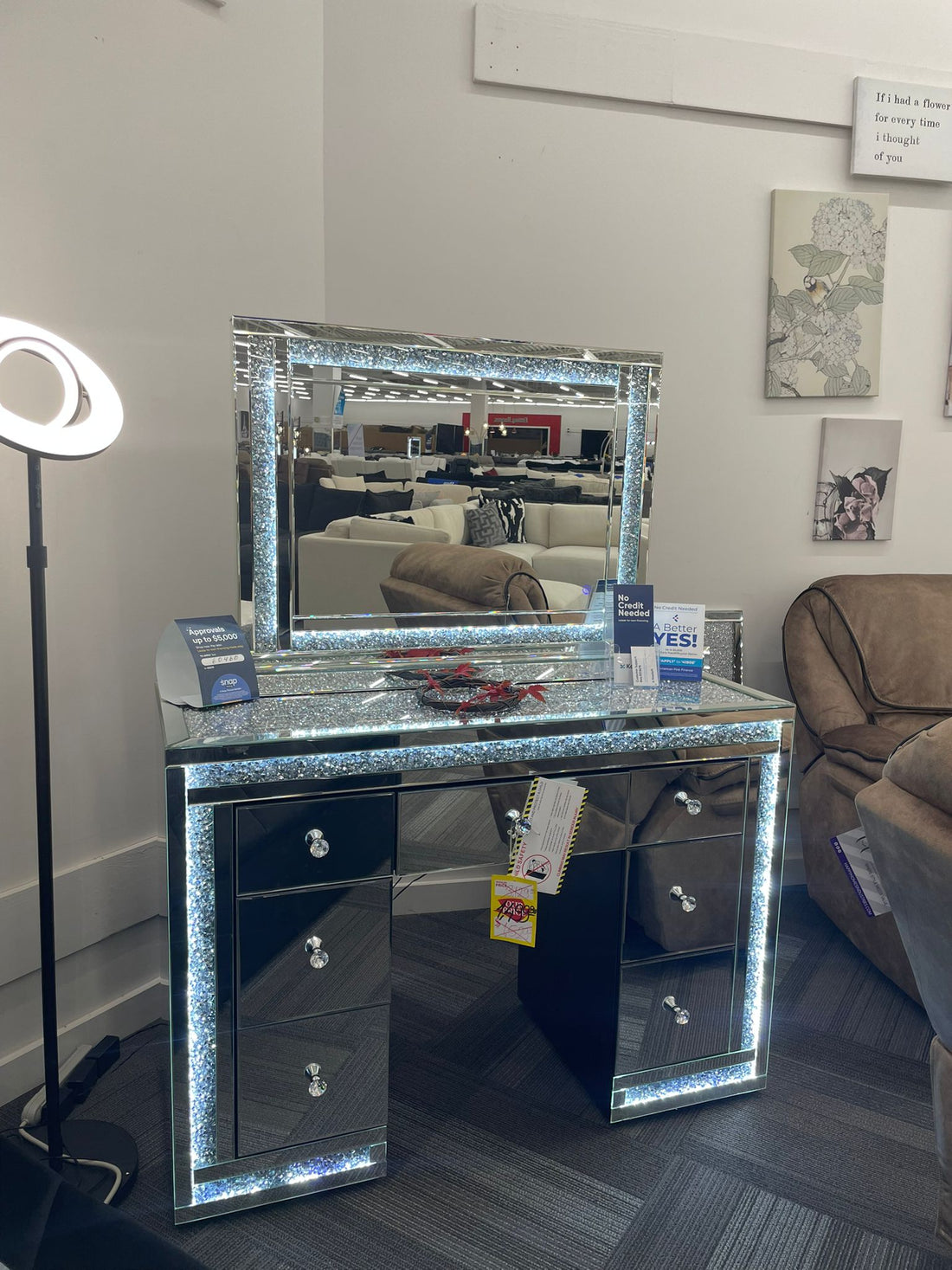 Glass/Mirror Led Vanity Set