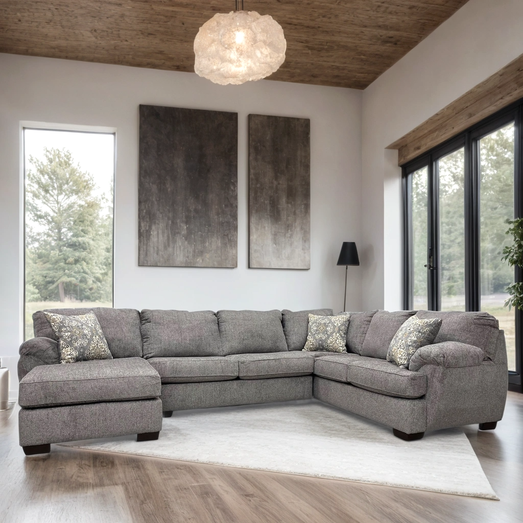 BRENTWOOD BLACK/GRAY/OATMEAL LINEN SECTIONAL / PRE-ORDER