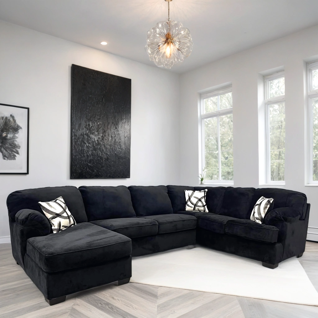 BRENTWOOD BLACK/GRAY/OATMEAL LINEN SECTIONAL / PRE-ORDER