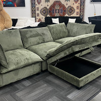 Cloud11 Modular Sectional Olive  w/Storage Ottoman, Back Reversible, Removable seat cushions ** NEW ARRIVAL **
