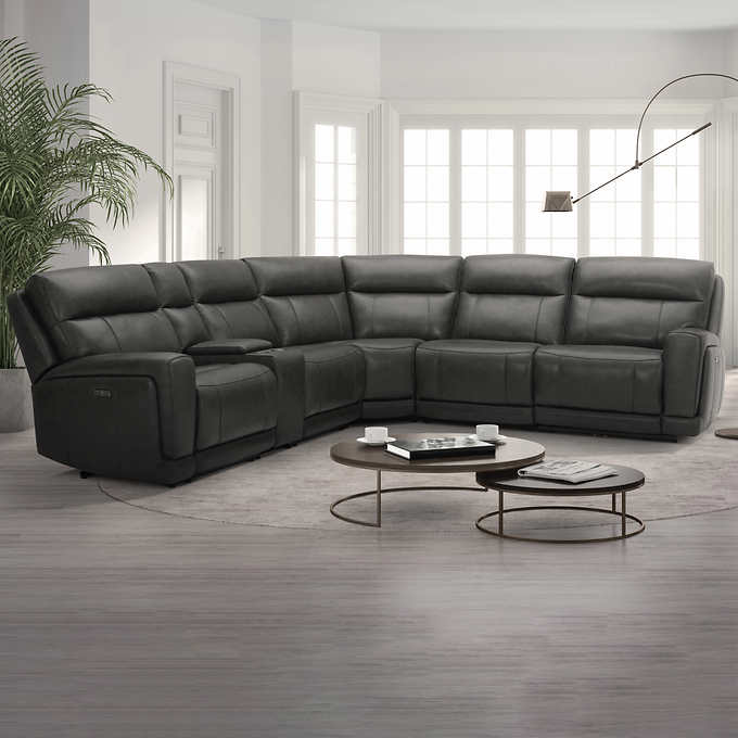 Lauretta 6-piece Leather Power Reclining Sectional with Power Headrests **NEW LOWER PRICE**