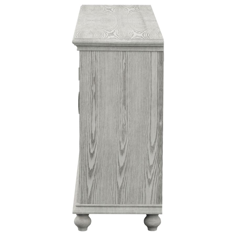 Melanie 4-door Wood Trellis Accent Cabinet Console Distressed White