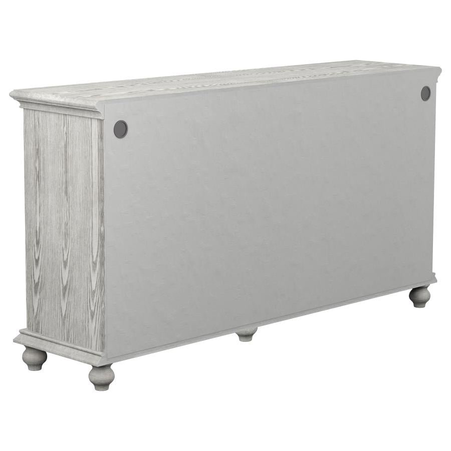 Melanie 4-door Wood Trellis Accent Cabinet Console Distressed White
