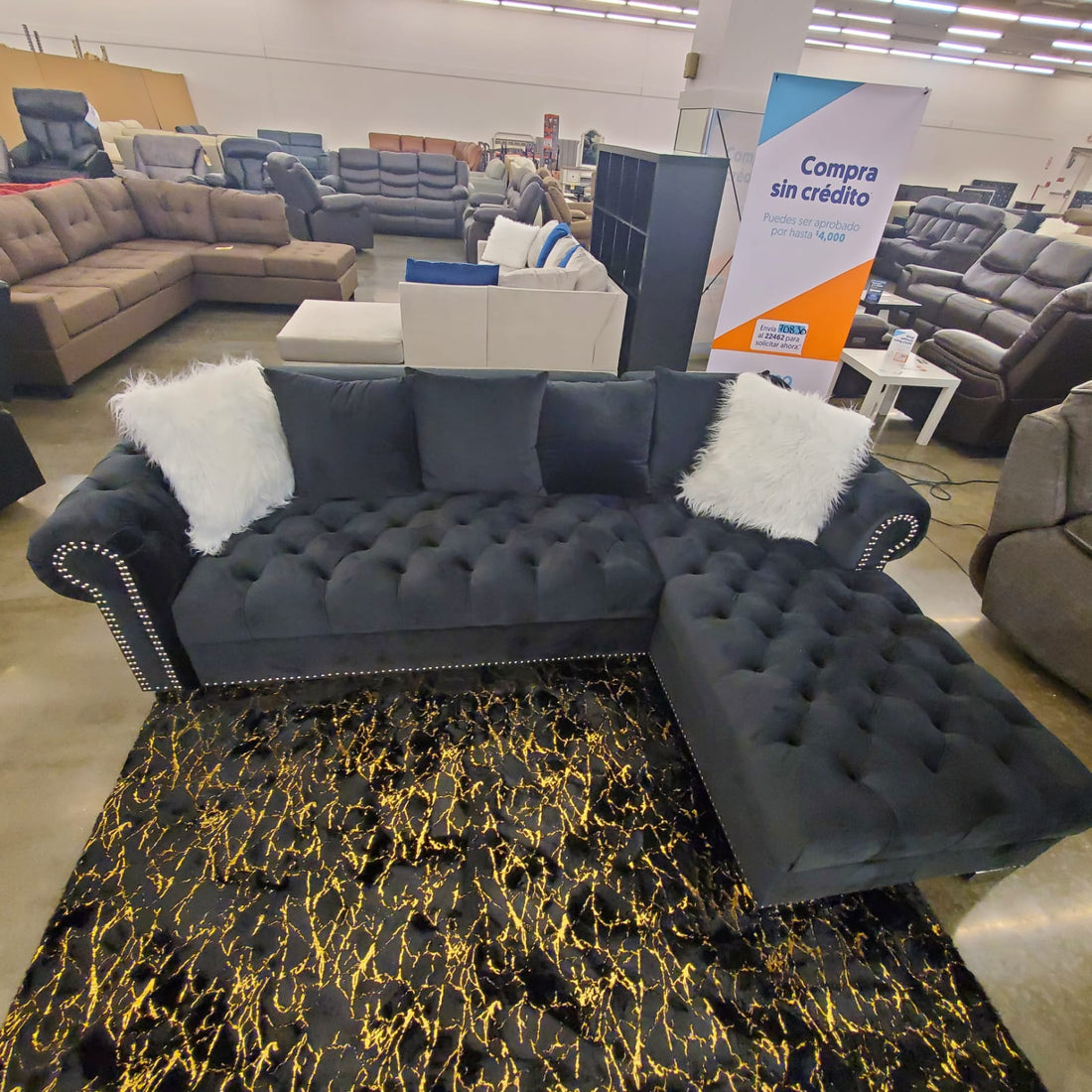 Royal, Living Room Sofa Sectioanl, Velvet, Durable, Black/Gray/Beige ** PRE-ORDER**