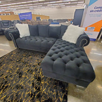 Royal, Living Room Sofa Set, Velvet, Durable, Black/ (Grey ETA 8/30)