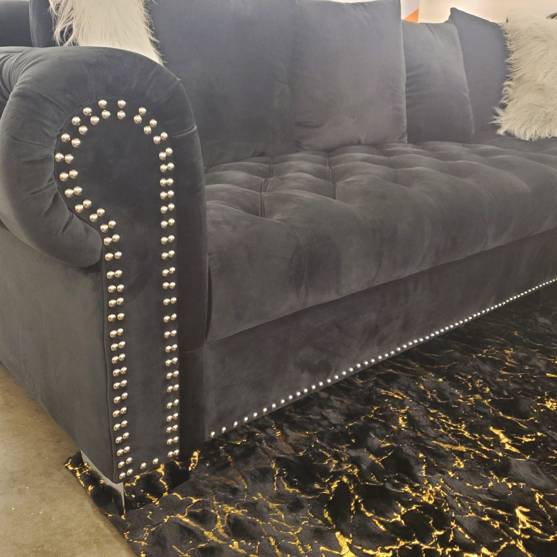 Royal, Living Room Sofa Sectioanl, Velvet, Durable, Black/Gray/Beige ** PRE-ORDER**