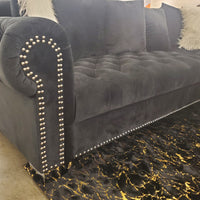 Royal, Living Room Sofa Set, Velvet, Durable, Black/ (Grey ETA 8/30)
