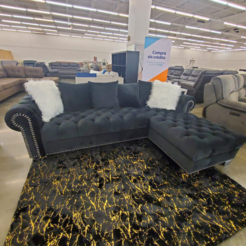 Royal, Living Room Sofa Sectioanl, Velvet, Durable, Black/Gray/Beige ** PRE-ORDER**