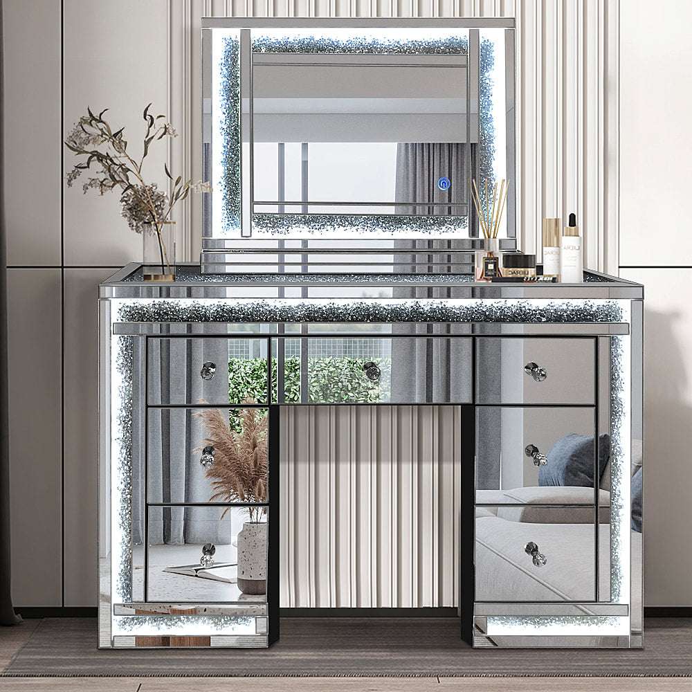 Glass/Mirror Led Vanity Set