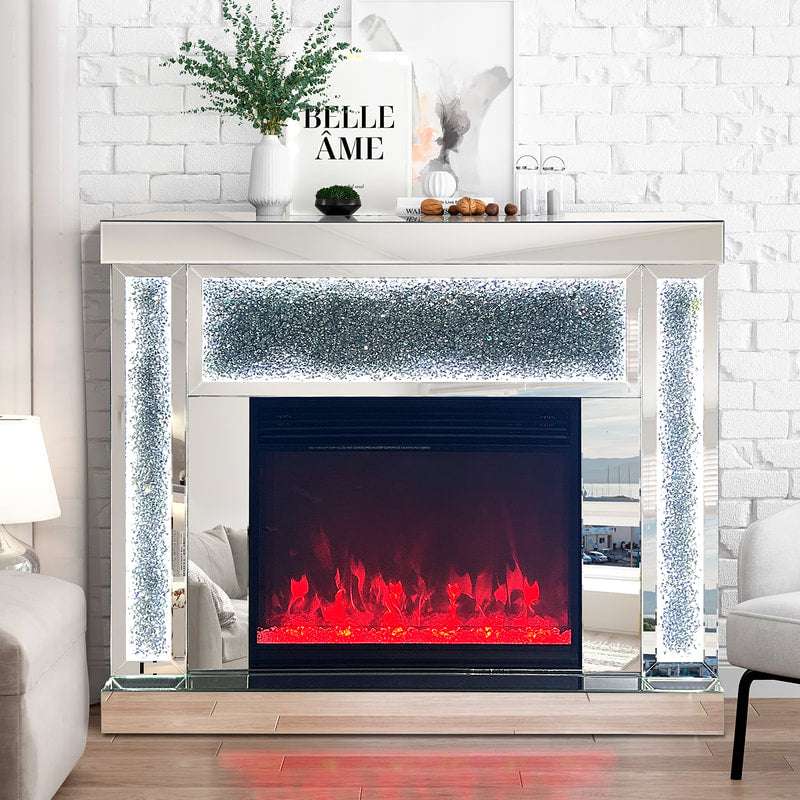 Fireplace with Bluetooth Speaker, Dimmable 7-colors (Remote Controller)