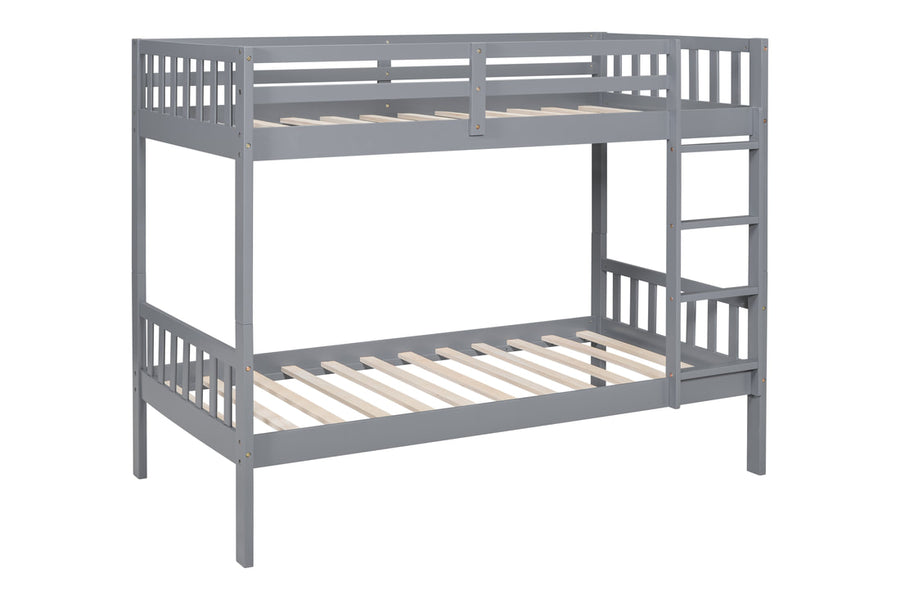 Twin/Twin Solid Wood Bunk Bed in Black/Gray/White