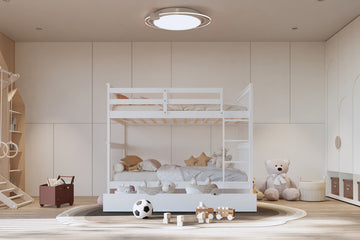 314 White/Black/Gray Full Bunk Bed w/ Trundle – Solid Wood & Full Slats (PRE-ORDER)