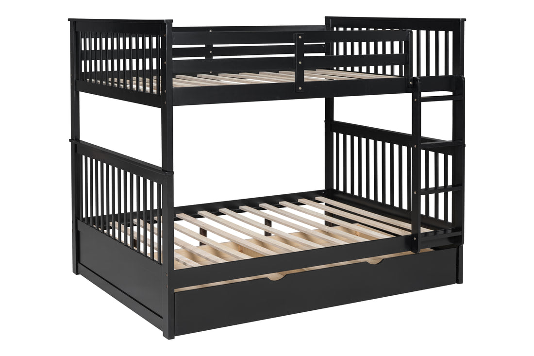 314 White/Black/Gray Full Bunk Bed w/ Trundle – Solid Wood & Full Slats (PRE-ORDER)