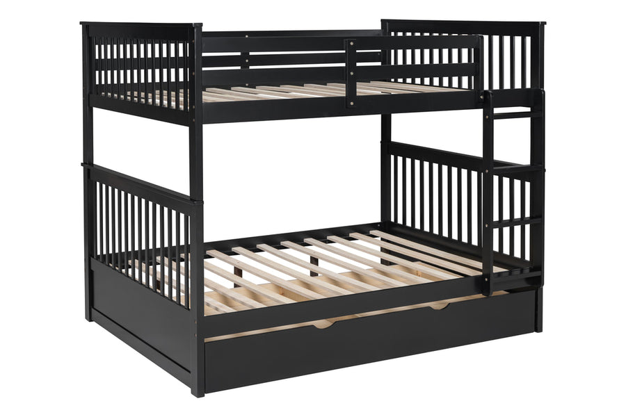 314 White/Black/Gray Full Bunk Bed w/ Trundle – Solid Wood & Full Slats (PRE-ORDER)