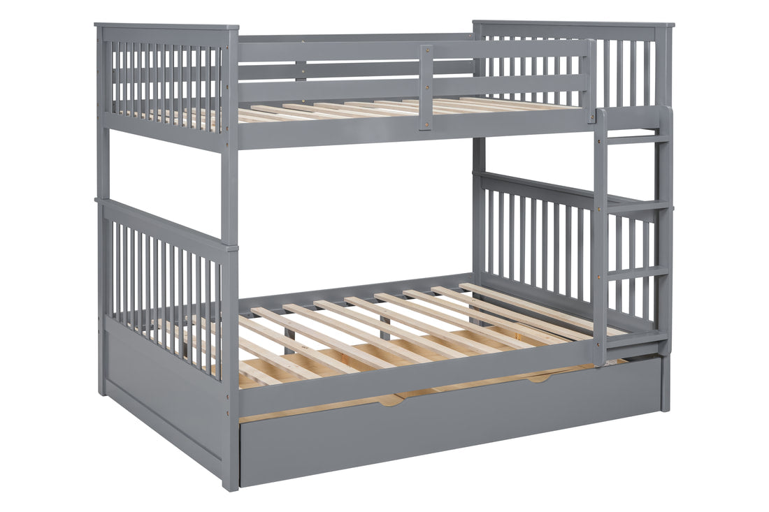 314 White/Black/Gray Full Bunk Bed w/ Trundle – Solid Wood & Full Slats (PRE-ORDER)