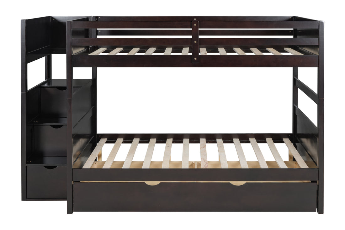315 Staircase Storage Bunk Bed w/ Trundle – Full over Full & Solid Wood (PRE-ORDER)
