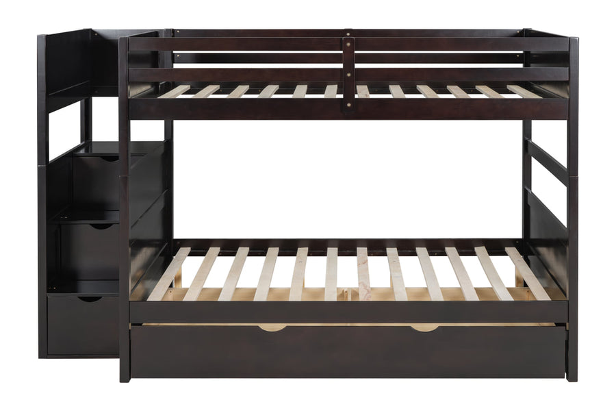 315 Staircase Storage Bunk Bed w/ Trundle – Full over Full & Solid Wood (PRE-ORDER)