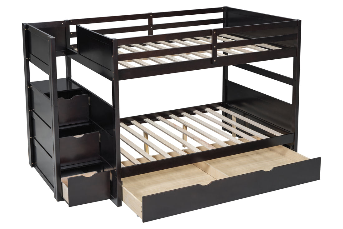 315 Staircase Storage Bunk Bed w/ Trundle – Full over Full & Solid Wood (PRE-ORDER)