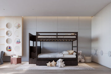 315 Staircase Storage Bunk Bed w/ Trundle – Full over Full & Solid Wood (PRE-ORDER)
