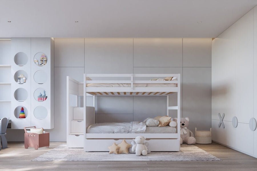 315 Staircase Storage Bunk Bed w/ Trundle – Full over Full & Solid Wood (PRE-ORDER)