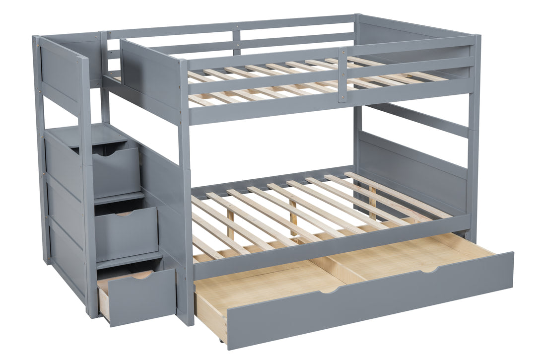 315 Staircase Storage Bunk Bed w/ Trundle – Full over Full & Solid Wood (PRE-ORDER)