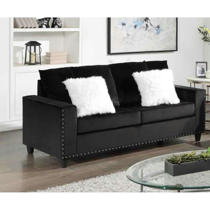 Cinderella 2PC(sofa and loveseat) Velvet Living Room Set, Black