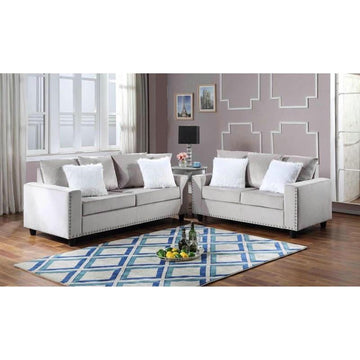 Cinderella 2pc Velvet Living Room Set, Silver