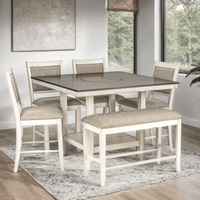 D2310 6PC Dining Room Set (Counter Height Table + 4 Chair + Bench)