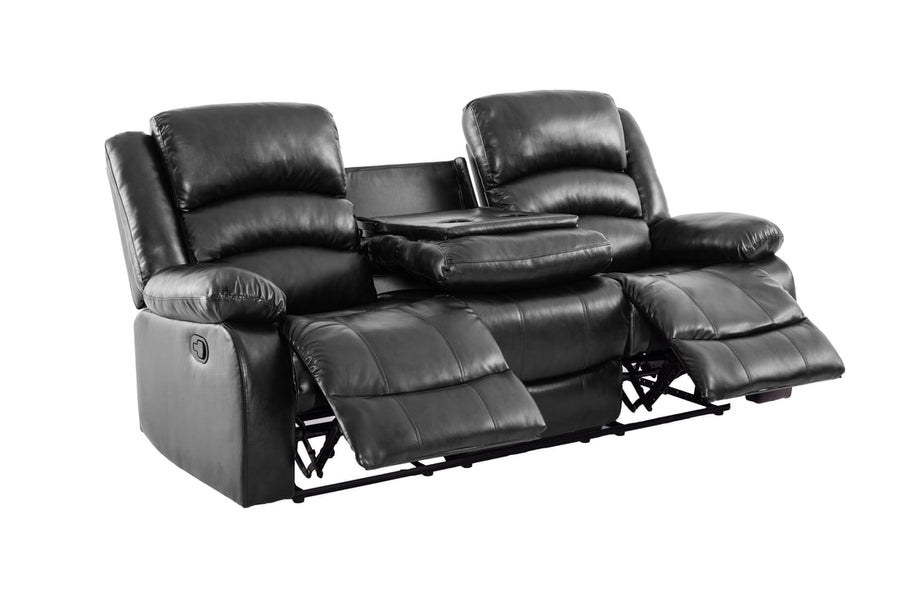 Dynamo2-Black 3PC Reclining Set, Sofa w/ drop down + 2 cupholders, Loveseat & Rocking Chair