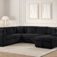 Forever Black/mocha Sectional With Pull-Out Bed Sectional w/Storage Chaise ** NEW ARRIVALS **