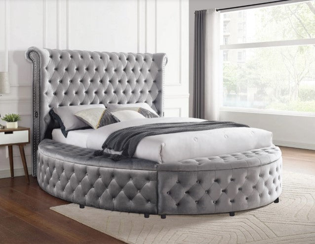Penthouse2 Black with USB, Round-Shaped Storage Platform Bed, King