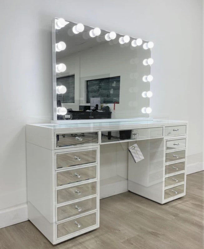 Hollywood White/Mirror Vanity Set