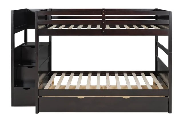 315 Staircase Storage Bunk Bed w/ Trundle – Full over Full & Solid Wood (PRE-ORDER)