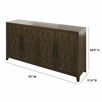 Tresanti 72" Harper TV Console, 2 Adjustable Shelves in Each of the 2 Double-Door Cabinets