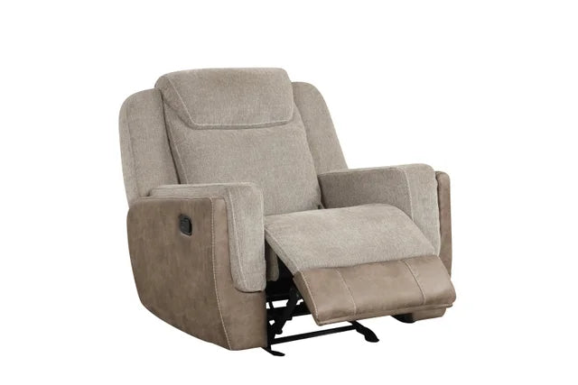 LISA - Gray, Brown 3-Piece Recliner living room set, Loveseat includes storage with cupholders & Sofa with Drop Down Cupholders, Sofa with Drop Down Table with Cupholders & Power Box (USB/Power Outlets) / PRE-ORDER